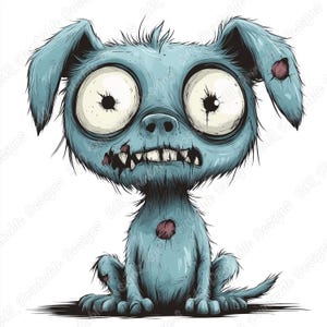 20 vreemde zombiehond-illustraties, eigenzinnige hond afdrukbare afbeelding, grillige hond digitale download, enge Halloween huisdier scrapbooking papier ambachtelijke JPG