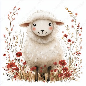 20 schattige aquarel schapen illustraties, schattige lam afdrukbare afbeelding, kinderkamer kunst digitale download, babyshower scrapbooking papier ambachten JPG bundel