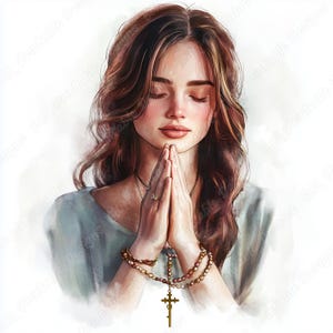 16 Praying Beautiful Woman Clip Art, Christian Lady Printable Images, Biblical Girl Digital Download, Religious Scrapbooking Paper Craft JPG