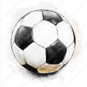 20 Clip Art di palloni da calcio ad acquerello, Immagini stampabili di calcio, Download digitale di arte murale sportiva, Pacchetto JPG di carta per scrapbooking di obiettivi