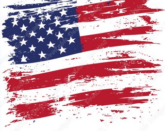 風合いのあるアメリカ国旗のクリップアート、グランジ風アメリカ愛国グラフィック（デジタルダウンロード）