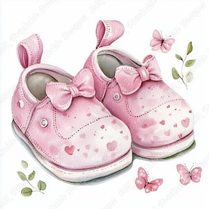 20 chaussons bébé clipart, image imprimable aquarelle chaussons bébé, téléchargement numérique, chaussures bébé garçon et fille scrapbooking papier artisanat JPG ensemble