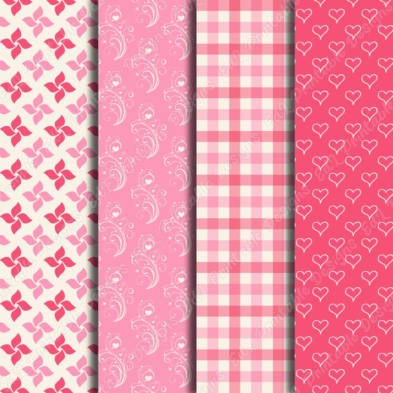 Pink Valentines Day Digital Paper, Cupid Pattern, Printable Love ...
