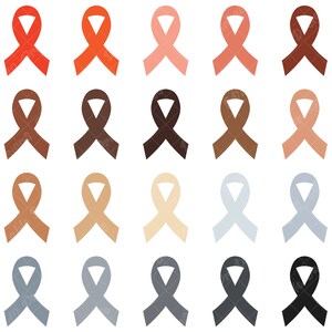 100 Solid Color Cancer Ribbon Clip Art, Rainbow Colorful Breast Cancer Clipart, Awareness Png, Hope Printable Digital Be Strong Clip Art Png