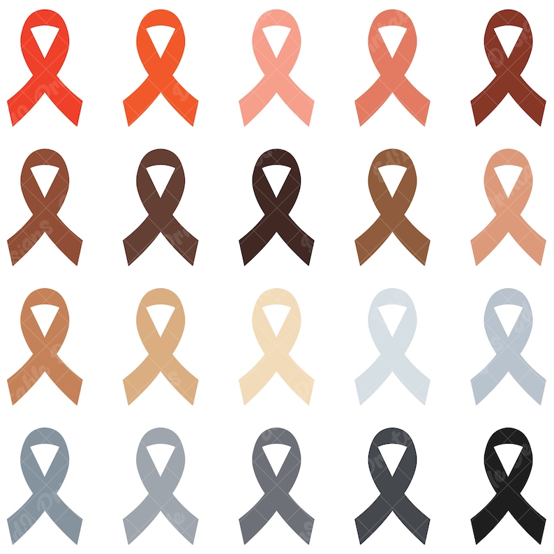 100 Solid Color Cancer Ribbon Clip Art, Rainbow Colorful Breast Cancer Clipart, Awareness Png, Hope Printable Digital Be Strong Clip Art Png
