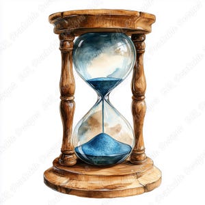 Aquarell Sanduhr Clipart, antike Sanduhr druckbare JPG Bild Bundle (digitaler Download)