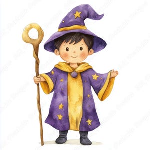 20 schattige Wizard Boy-illustraties, afdrukbare afbeeldingen van de Wizard School, Witch Boys digitale download, goochelaar Kid Scrapbooking Paper Crafts JPG-bundel