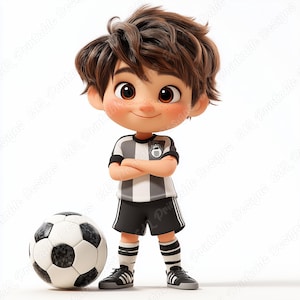 20 Fußball Jungen Clip Art, süße Fußballspieler druckbare Bilder, digitaler Download, Kinder Party Dekor Scrapbooking Papierhandwerk JPG Bundle