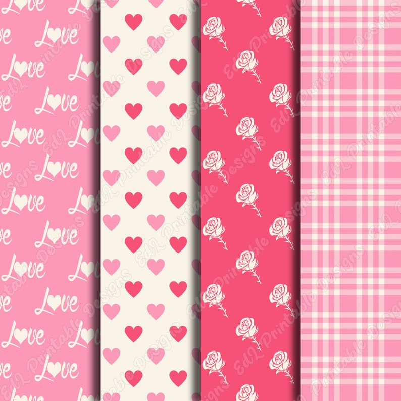 Pink Valentines Day Digital Paper, Cupid Pattern, Printable Love ...