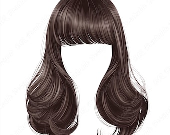 20 Woman Hairstyles Clip Art, Girl Wig Printable images, Female Messy Bun Digital Download, Ladies Braided Hair Scrapbooking Paper Craft JPG