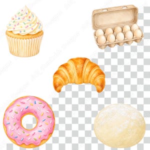 Baking and Bakery PNG Clipart, Printable Kitchen Tool Images, Kitchen Supplies Digital Download, Food Illustration Scrapbooking Paper Bundle