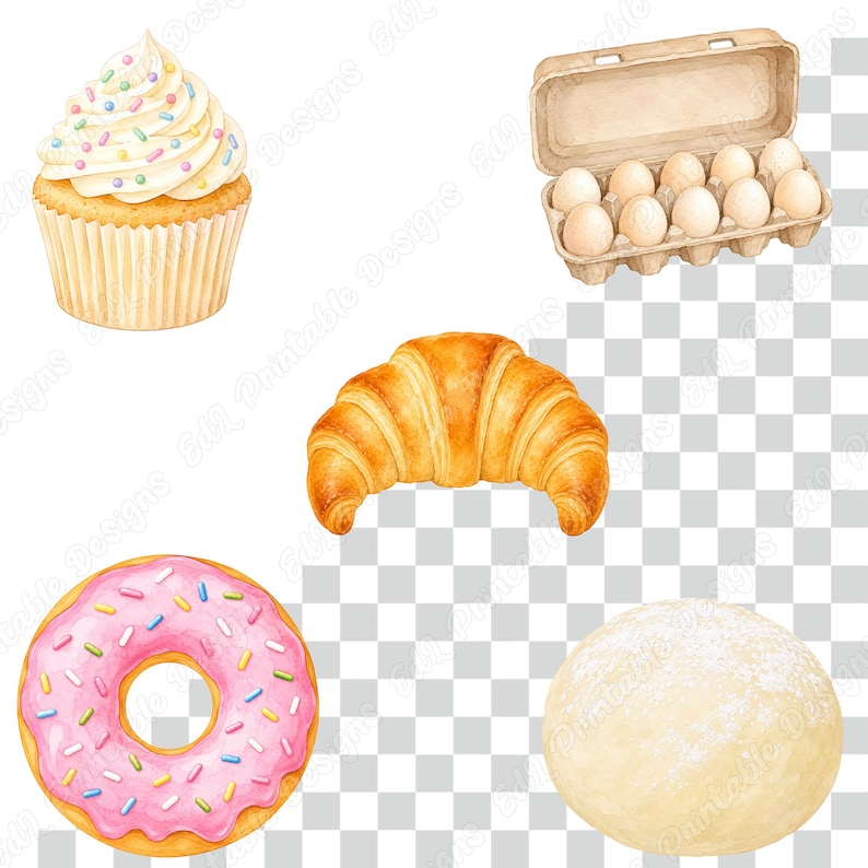 Baking and Bakery PNG Clipart, Printable Kitchen Tool Images, Kitchen Supplies Digital Download, Food Illustration Scrapbooking Paper Bundle