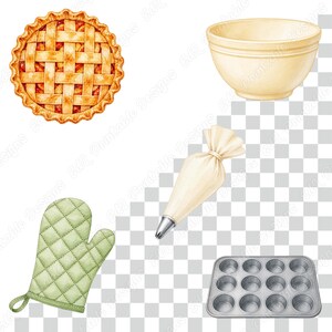 Baking and Bakery PNG Clipart, Printable Kitchen Tool Images, Kitchen Supplies Digital Download, Food Illustration Scrapbooking Paper Bundle