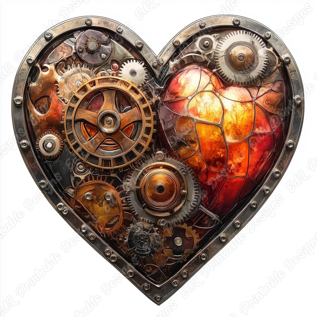 Steampunk Heart Clip Art, Mechanical Love JPG Set (digital Download) - Etsy