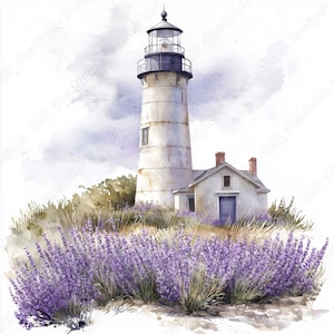 20 clipart floral phare, image imprimable aquarelle phare, phare avec fleurs en téléchargement numérique, création de scrapbooking en papier JPG