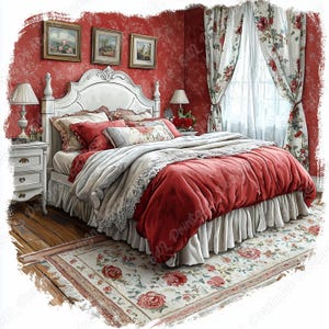 Shabby chic sovrums clipart, utskrivbara bilder i vintage viktoriansk stil (JPG-paket)