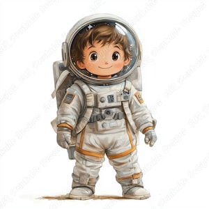 20 imágenes prediseñadas de niños astronautas, imágenes imprimibles de niños del espacio, descarga digital de niños del espacio, paquete de manualidades con papel para álbumes de recortes de niños astronautas en formato JPG