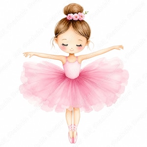 Watercolor Ballerina Clipart, Ballet Girl Dancer, Princess Nursery Scrapbook Bundle (Digital Download)