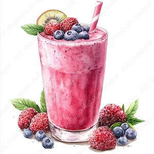 20 cliparts de smoothie aux fruits, images imprimables de boisson saine, téléchargement numérique de tasse de smoothie, aquarelle de boisson Scrapbooking en papier artisanat JPG