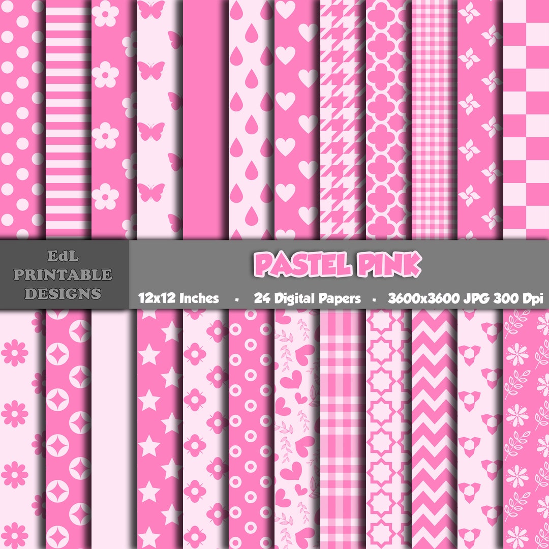 Pastel Pink Colors Digital Paper, Romantic Valentines Day Printable ...