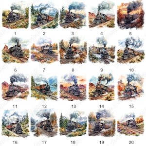 20 Vintage Steam Train Clip Art, Old Train Printable Images, Nostalgic Train Digital Download, Antique Railway Scrapbooking Paper Crafts JPG