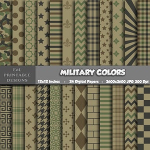 Military Colors Digital Pattern Paper, Camouflage Printable Background, Male Soldier Scrapbook, Masculine Army Paper, Seamless Gentlemen Set