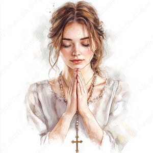 16 Praying Beautiful Woman Clip Art, Christian Lady Printable Images, Biblical Girl Digital Download, Religious Scrapbooking Paper Craft JPG