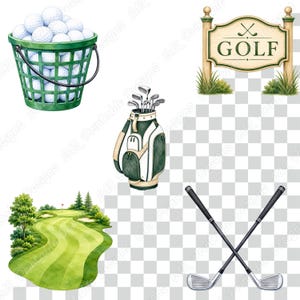 Golf Watercolor PNG Clipart, Printable Golf Birthday Images, Sports Party Digital Download, Fathers Day Scrapbooking Paper Crafts Bundle