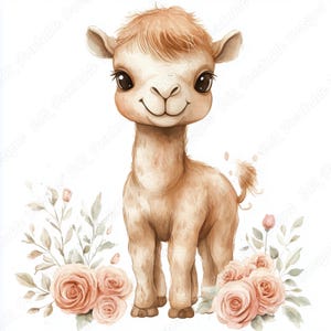 20 graziosi clipart di cammelli ad acquerello, immagine stampabile di cammelli carini, download digitale di arte per bambini, bundle di JPG di carta per scrapbooking per baby shower