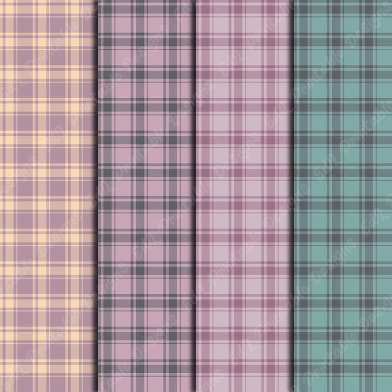 Soft Color Tartan Digital Paper: Boho Plaid Background (digital ...