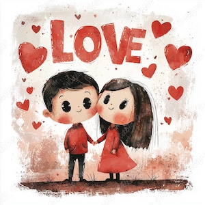 20 Süße Liebe Clip Art, Romantisches süßes Paar druckbares Bild, Valentinstag Digitaler Download, Liebe Wort Scrapbooking Papier Handwerk JPG Bundle