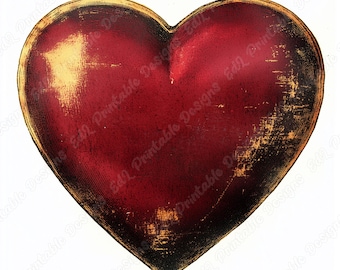 Distressed Heart Clip Art, Shabby Chic Valentine's Day, Grunge Scrapbook Paper (Digital Download)