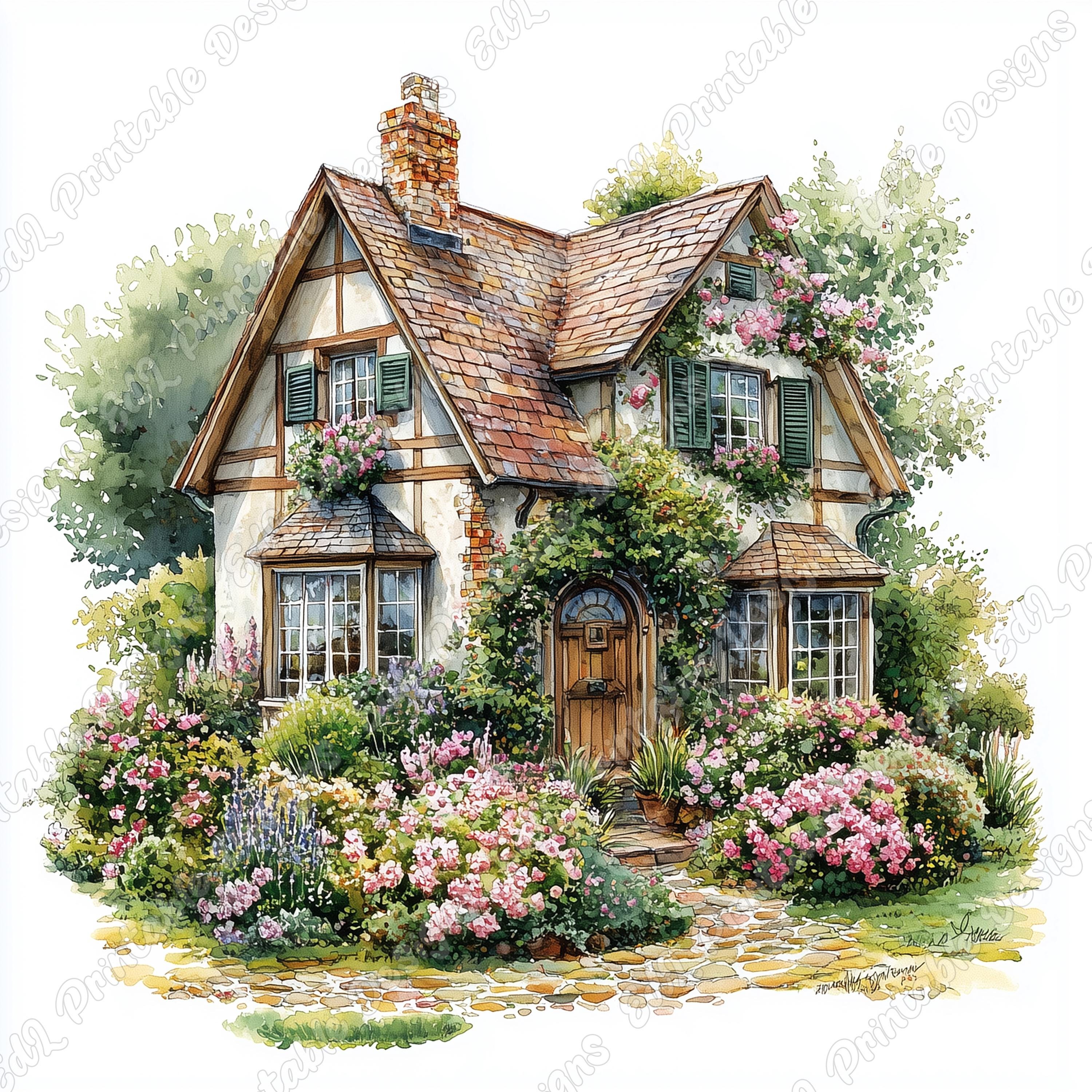 ヨーロッパ式刺繍絵タペストリー: A Cottage in the Forest 6/21までに! ヨーロッパ式刺繍絵タペストリー: A Cottage in the