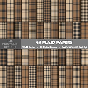 Zucchero di canna e colori beige Plaid carte digitali, sfondo stampabile tartan, album di ritagli di boscaiolo, set di modelli senza cuciture scozzesi a quadretti