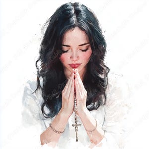 16 Praying Beautiful Woman Clip Art, Christian Lady Printable Images, Biblical Girl Digital Download, Religious Scrapbooking Paper Craft JPG