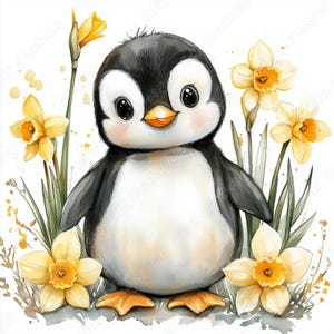 20 adorables imágenes prediseñadas de pingüinos bebés, imágenes imprimibles de pingüinos bebés felices, descarga digital de animales en acuarela, paquete de manualidades con papel para scrapbooking (JPG)