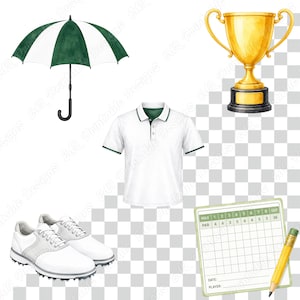 Golf Watercolor PNG Clipart, Printable Golf Birthday Images, Sports Party Digital Download, Fathers Day Scrapbooking Paper Crafts Bundle