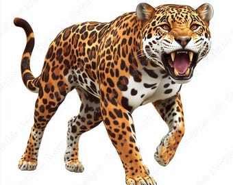 Realistic Jaguar Clipart, Wild Big Cat Images, Jungle Animal JPG Bundle (Digital Download)