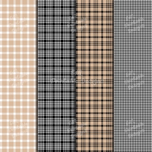 Beige and Black Buffalo Plaid Digital Paper, Printable Tartan Background Papers, Lumberjack Scrapbook Papers, Seamless Gingham Set Of 24