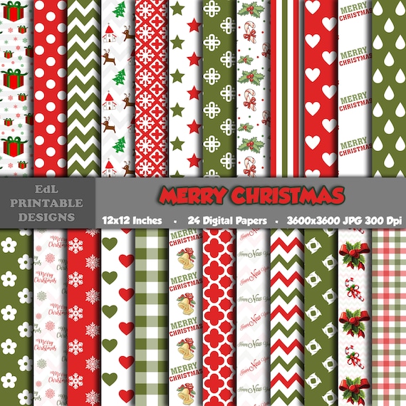 Christmas Digital Paper, Xmas Printable Background, New Year Seamless Pattern (Digital Download)