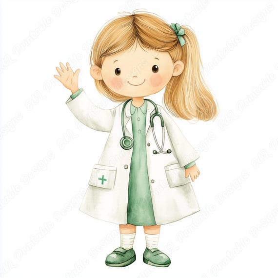 Doctor Girl Clipart, Printable Hospital JPG Images (Digital Download)
