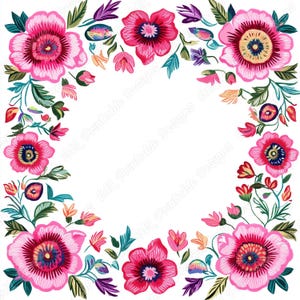 20 Mexikanischen Blumenrahmen Clip Art, Cinco De Mayo druckbares Bild, Tag der Toten digitaler Download, Dia De Los Muertos Scrapbooking Papier JPG
