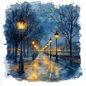 20 City Street-illustraties, afdrukbare afbeelding stadsgezicht, stadslandschap digitale download, romantische stadslandschap scrapbooking Paper Craft JPG Set