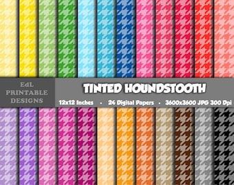 Rainbow Houndstooth Digital Paper Pack, Fabric Design Seamless Pattern (Digital Download)