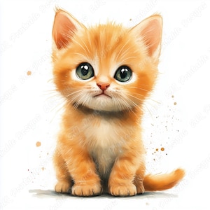 20 Cute Kitten Clip Art, Adorable Animal Printable Images, Watercolor Baby Cat Digital Download, Little Kitten Scrapbooking Paper Crafts JPG