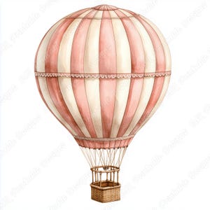 20 vintage heteluchtballon illustraties, aquarel luchtballon afdrukbare afbeelding, digitale download, kwekerij scrapbooking papier ambachten JPG set