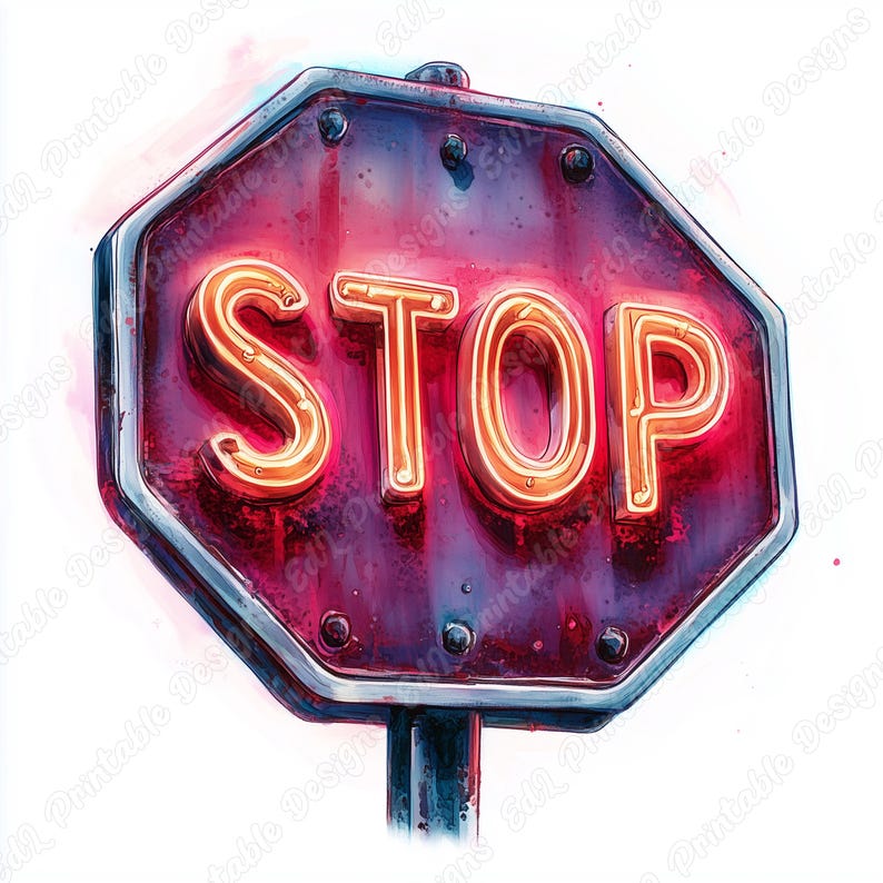 Grunge Stop Sign Clipart, Shabby Chic, Scrapbook Paper (digital ...
