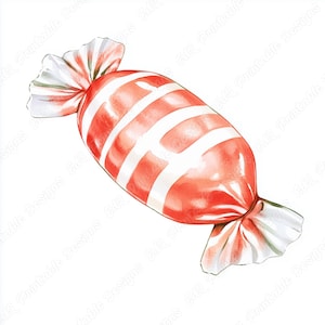 19 Watercolor Candy Clip Art, Christmas Sugar Printable Images, Wrapped Bonbon Digital Download, Sweet Candy Scrapbooking Paper Crafts JPG