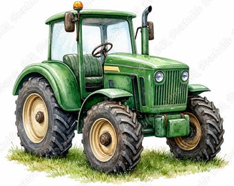 Aquarell-Traktor-Cliparts, Oldtimer-Landwirtschaftsfahrzeuge, Illustrationen von Landmaschinen (Digitaler Download)