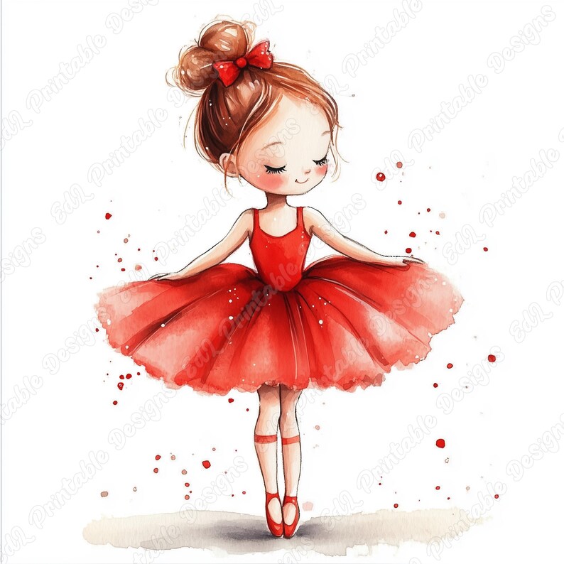 Watercolor Ballerina Clip Art, Ballet Girl Printable Images (JPG Bundle ...